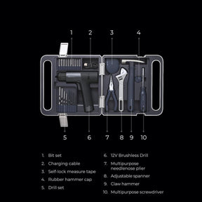 🥇Cordless Brushless Drill Tool Set, Variable Speed, Hidden Buckle, Unique LED Screen, Intelligent Digital Display, Safe, Exquisite & Practical, High-end Drill Kit for Home/Daily Use