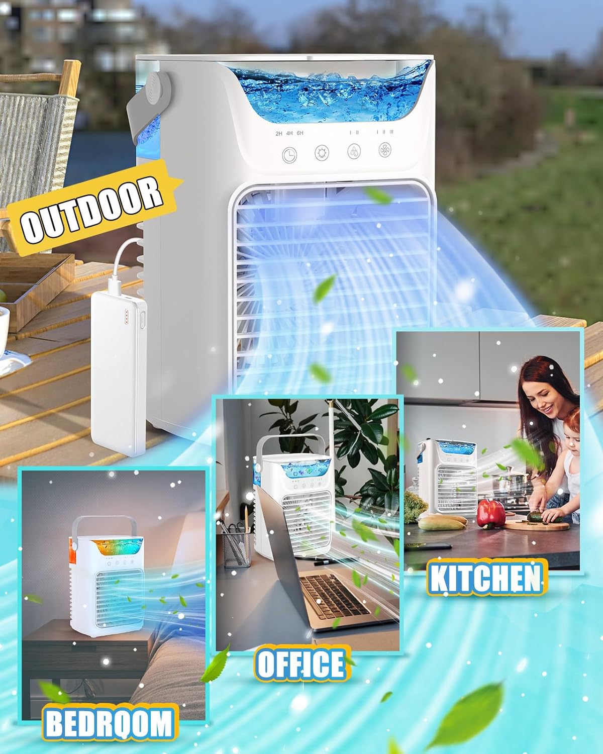 (⭐⭐ HOT SALE NOW) Mini Air Conditioners,Portable Air Conditioner Fan with Touch Screen