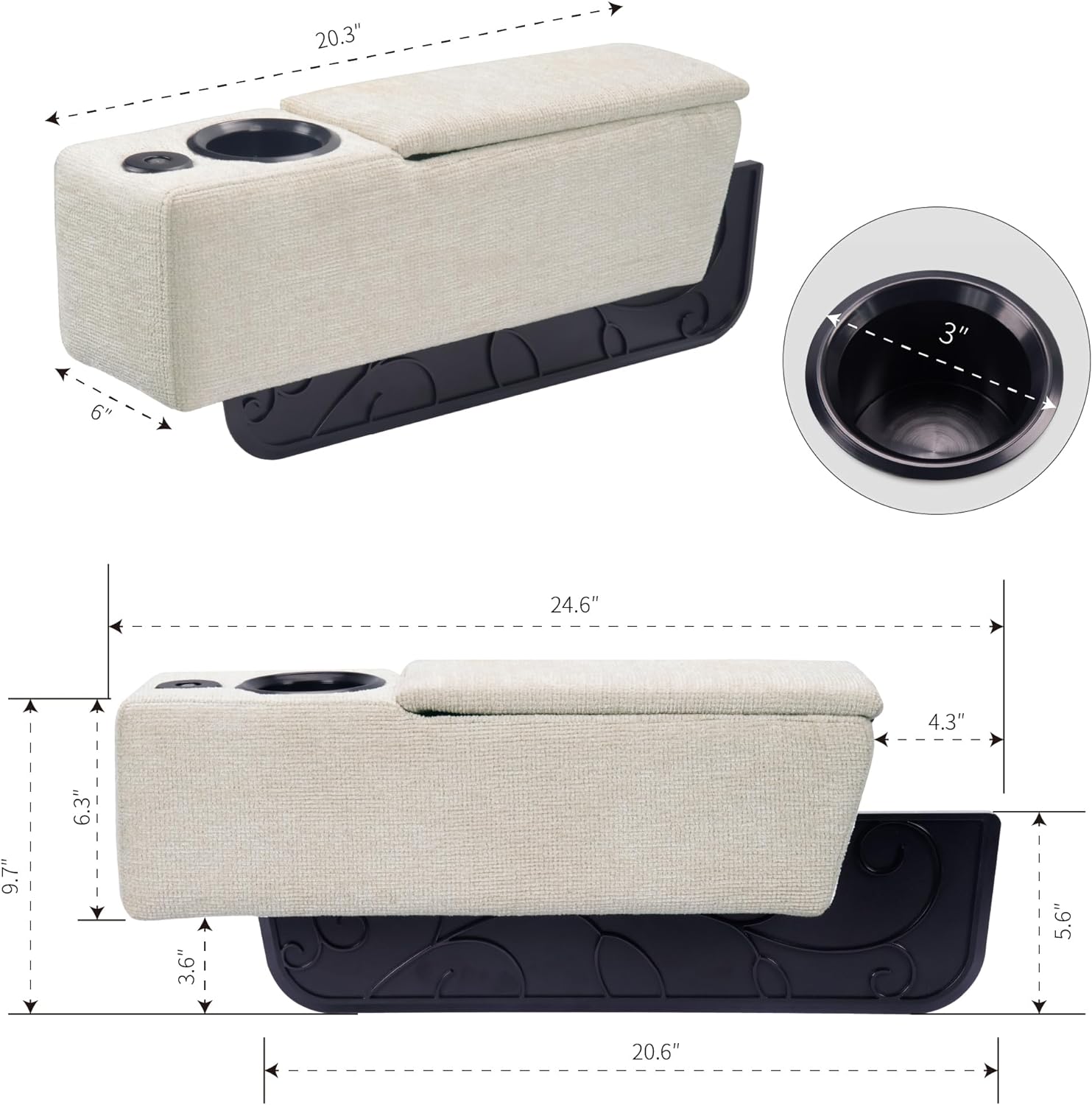 Multifunctional Removable Sofa Armrest with Cup Holder