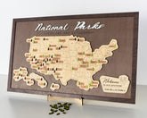 US Wooden National Parks Travel Map With Trees To Record Park Visits
