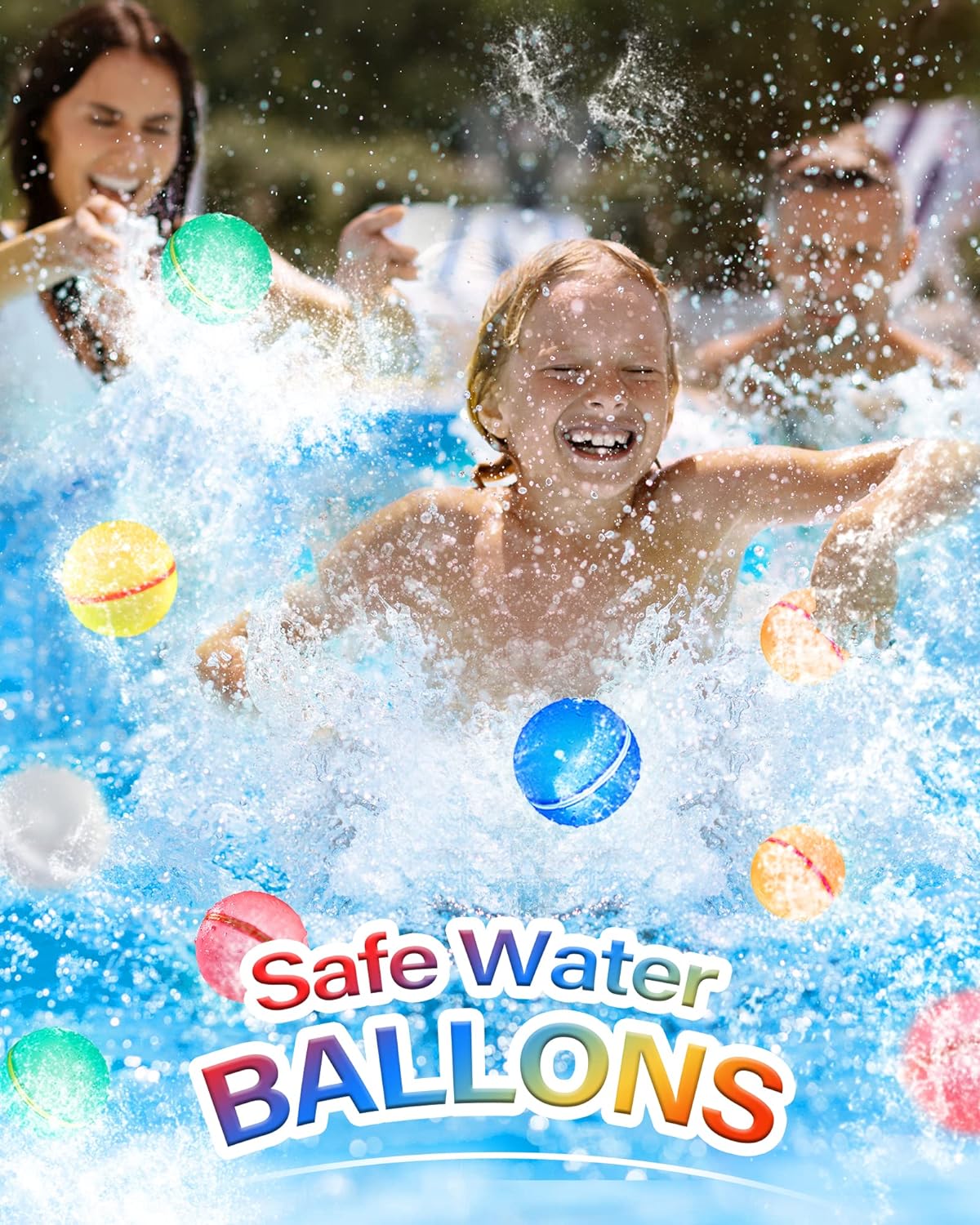 🥇Water Balloons Reusable, Summer Water Balls for Boys and Girls, Easy to Fill, Fun For Kids Ages 3-12, Water Splash Ball Pool Beach toys for Water Balloon Fights