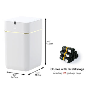 🥇Automatic Trash Can, 4 Gallon Self Sealing and Self-Changing Smart Trash Can, Motion Sensor, Touchless Garbage can with lid for Kitchen Bathroom Bedroom, 6 Refill Rings