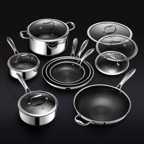 🎄🎄13 pc HexClad Hybrid Cookware Set w/ Lids