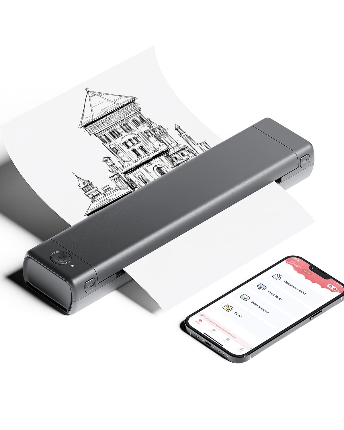 🥇Portable Printers Wireless for Travel，Compatible with Android and iOS Phone & Laptop