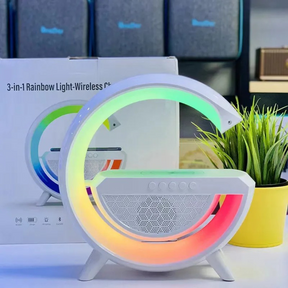 🎄🎄3 In 1 G Smart Station, Multifunctional Wireless Lamp, G Led Table Stand, Dimmable Night Light Touch Lamp Alarm Clock With Music Sync, Home Office Study Bedside Decor Lamp